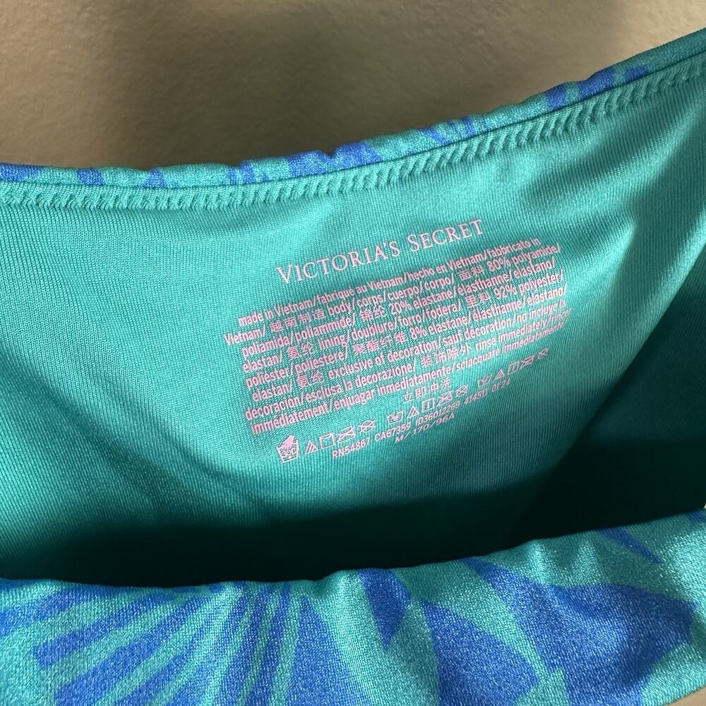 Victoria Secret swimsuit New w Tags Women M long sleeve Blue green tropical - Picture 9 of 12